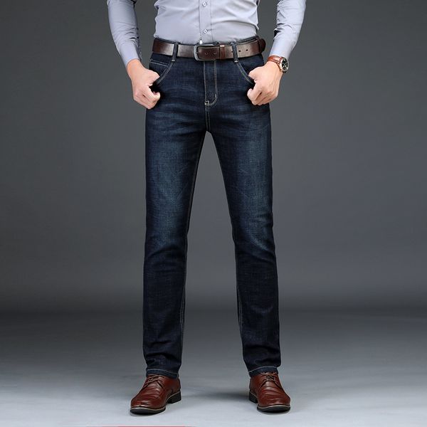 

2019 new men's jeans soild pants korean style elasticity casual trousers cool stretch man denim pants autumn winter jeans, Blue