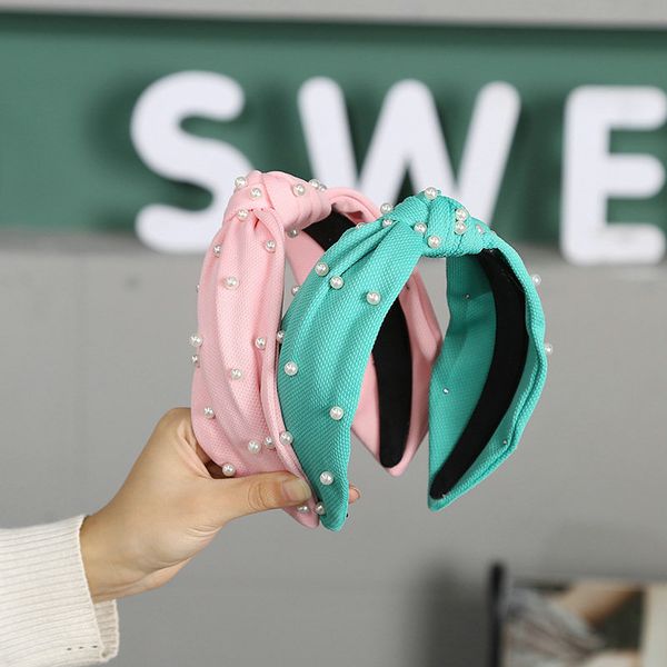 

korean headband pearl hoofdband parel gum hair bands for women alice band cerchietto aliceband headdress hair supplies gggsl, Black;brown