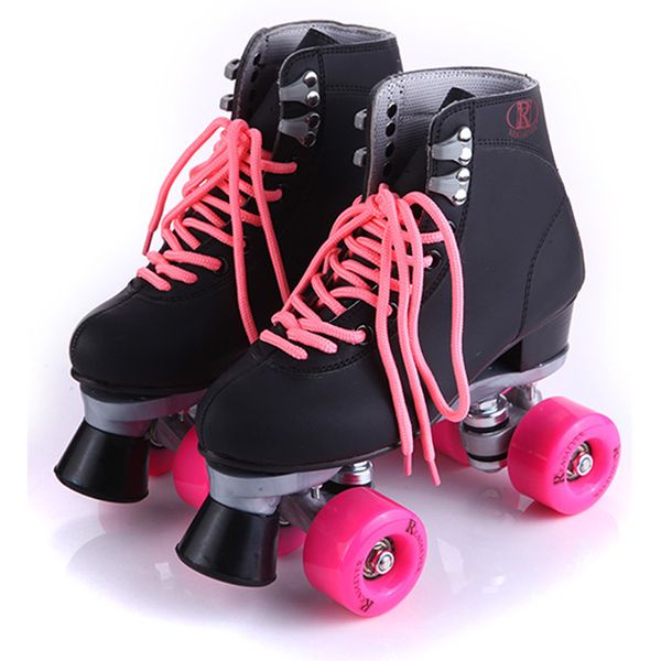 

roller skates double line skates for women two line skating shoes patines with black and pink pu 4 wheels