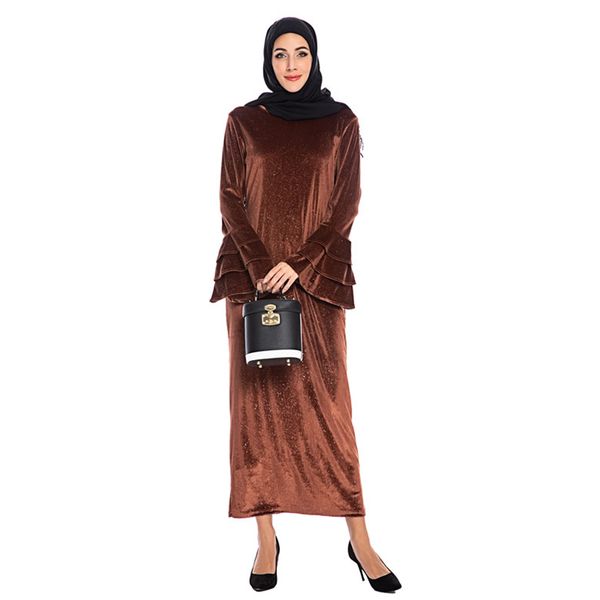 

20202 new muslim women solid color velvet kaftan dress s-3xl plus size islamic women winter jilbab, Red