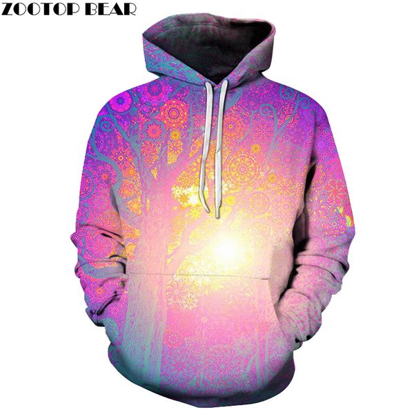 

sun tree printed hoodies men women sweatshirts fashion 3d pullover hooded casual tracksuits brand coats novelty outwear brand, Black