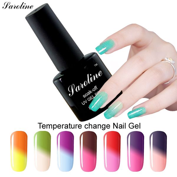 

saroline long-lasting thermal gel lacquer soak-off gel lacquer 29 colors temperature changing colors lukcy nail polish, Red;pink