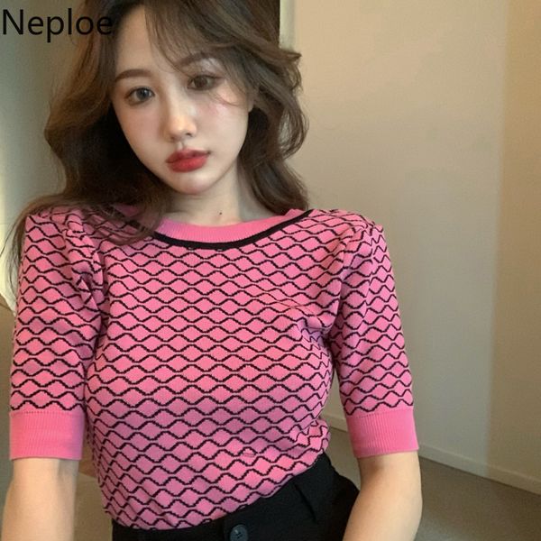 

neploe short sexy backless трикотажные топы 2020 summer thin контраст цвет плед трикотаж корейский тонкий короткие рукава толкай femme 4c809, White;black