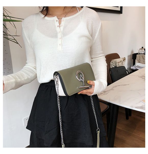 

2019 new candy-colored stereo small square bag buckle (with mirror) shoulder slung bag