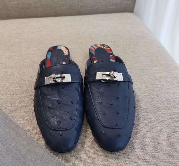 

wholesale original ostrick skin design slipper, sandals,dress shoes ,brand boots, dres shoesetc, made by original lamb skin, Black