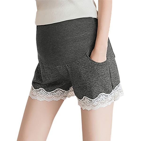 

pregnant woman pants maternity summer lace workout loose comfortable pant fit stretchy low-waisted pockets solid shorts pants, Black