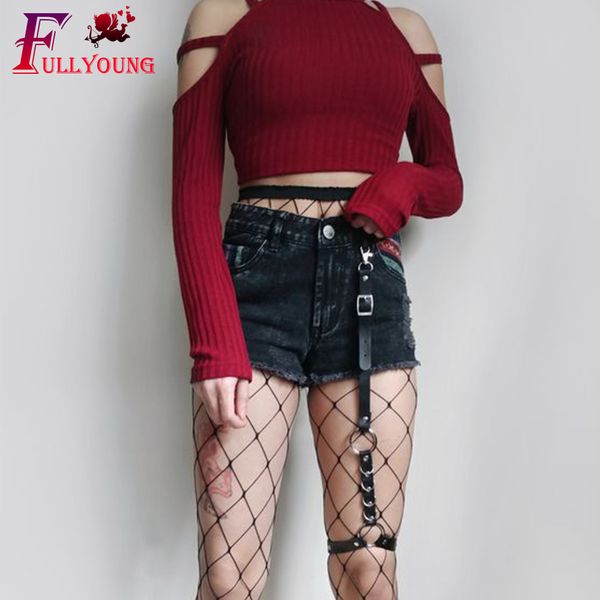 

fullyoung fashion harajuku single strap clip leather punk suspender hook women strap with leg belt harajuku single women fashion, Black;white