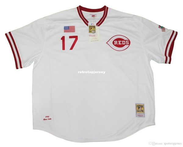 

chris sabo cincinnati #17 mitchell & ness white retro 1990 jersey, Black;blue