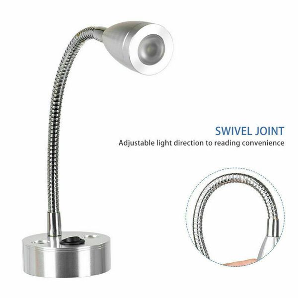 

12v led spot reading light lamp switch for camper van caravan boat rv motorhome truck warm light adjustable head reading lamp