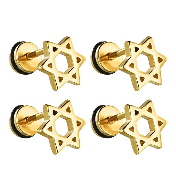 

2x beautiful earrings metal earwear ear stud screw women man, Golden