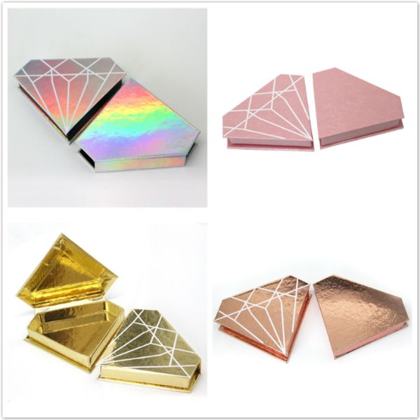 

luxury diamond false eyelashes packaging box 25mm magnetic eyelash box holographic paper cosmetics fake eyelash 3d mink lashes packing box