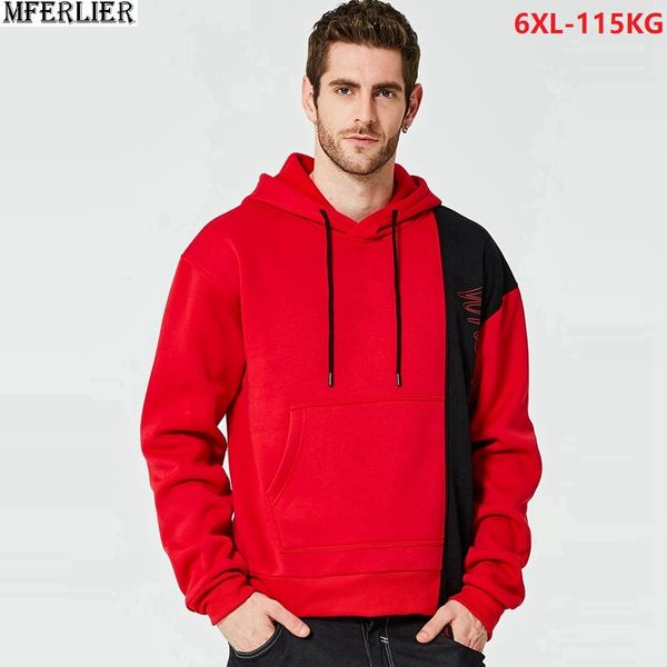 

plus size 6xl men hip hop fleece sweatshirts patchwork hooded winter autumn tide fashion high streetwear sports hoodies red 54, Black