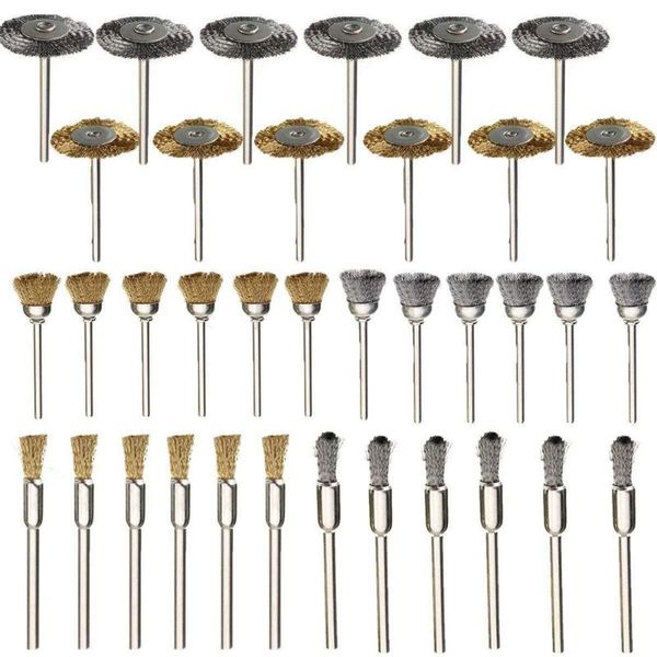 

36pcs non slip drill rotary tools polishing welding wire brush set derusting stainless steel buffing grinder removal mini wheel
