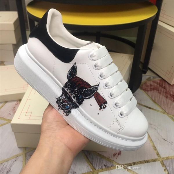 

alexandemcque oversized sneakers white smooth calf leather bring me the head of bunny print trainers shoes with original box, Blue;gray