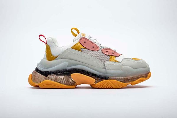 

бутик-2019 высокого качества папа обувь 17fw triple-s кроссовки мужчины / женщины оранжевый белый кроссовки подушка обувь