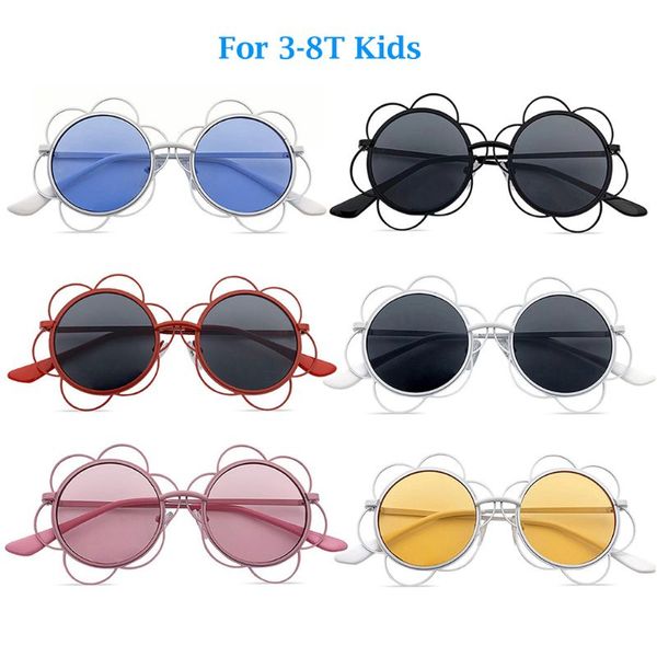 

girls boys sunglasses kids baby children flower metal round sun glasses uv400, White;black