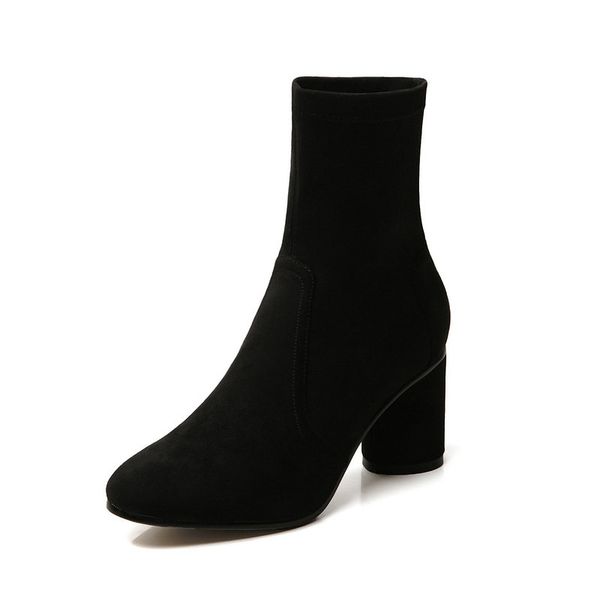 

fashion basic ankle boots elegant kid suede autumn winter short ladies shoes woman warm boots office size 33-40, Black