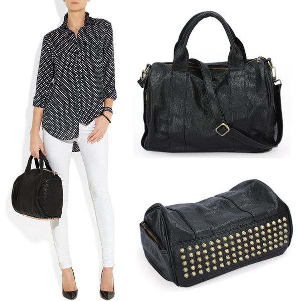 

luxury handbags women bags designer rivet boston bag big punk ladies hand bag stud travel shopper tote