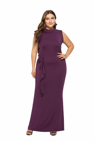 

ultra plus size turtle-neck ruffle sleeveless package hip dress, White;black