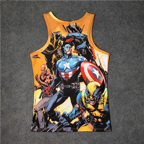 

мстители мужчина quick dry 3d печать жилет мода стиль crew neck рукава tshirts causel одежда, White;black