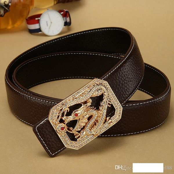 

casual belt men fancy vintage chinese dragon cowskin waistband slide buckle waist strap luxury genuine leather cintos masculinos, Black;brown