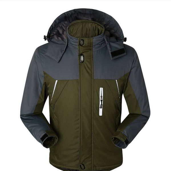 

raincoat jacket men winter warm windbreak coat large size plush, Black