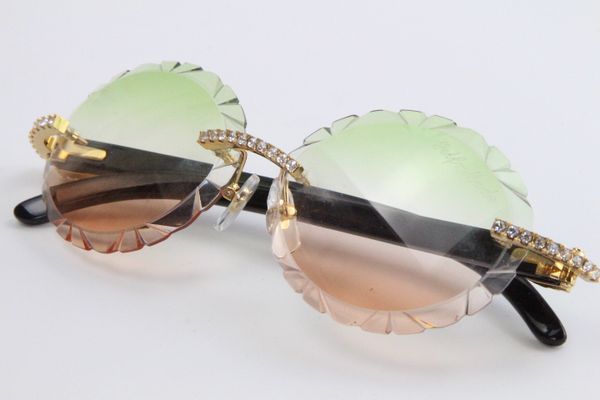 

big stones buffalo horn rimless очки 3524012 - негабаритные круглые солнцезащитные очки blinged-out градиентные линзы уникальные негабаритны, White;black