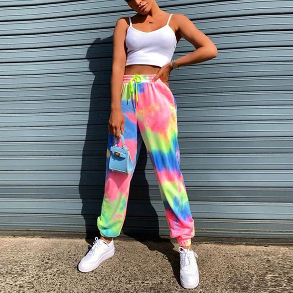 

colorful tie dye trousers high waist long baggy pants jogger women loose sweatpants 2020 summer autumn streetwear clothes, Black;white