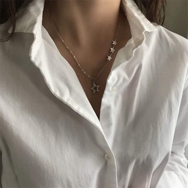 

pofunuo real 925 sterling silver minimalist women chokers simplicity forestry star chain pendant necklace fine jewelry gift
