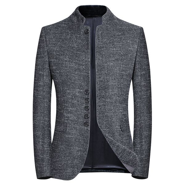 

spring new brand blazer men chinese style business casual stand collar blazer jacket gray slim fit suit jackets, White;black
