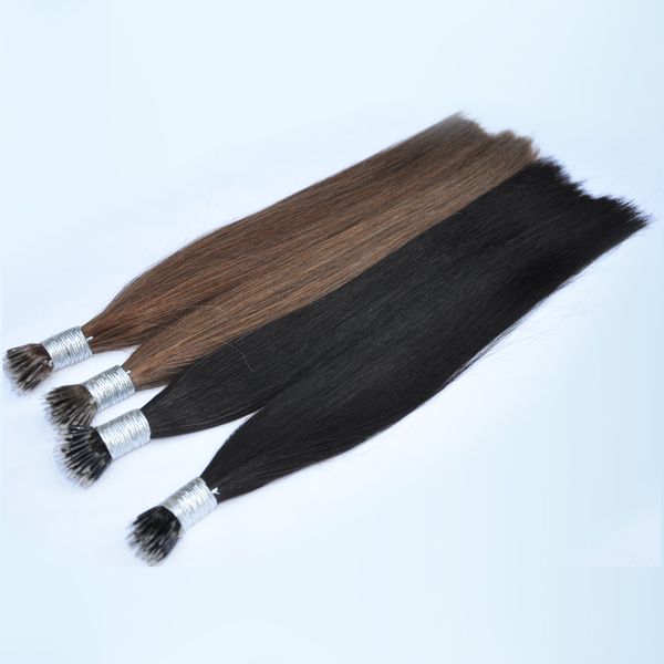

double drawn indian human hair silk straight nano ring hair extensions 1g strand 200g lot 16'' 18'' 20" 22' , Black