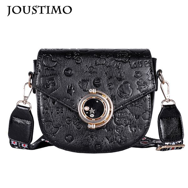 

2020 women casual saddles messenger bag fashion print wide shoulder strap purses leather handbag female crossbody shoulder bag