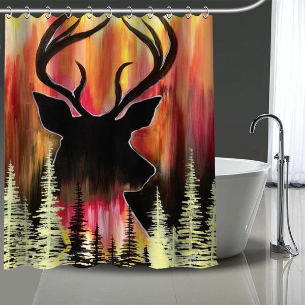 

deer printing shower curtain waterproof curtains bathroom decor with hooks custom your image more size