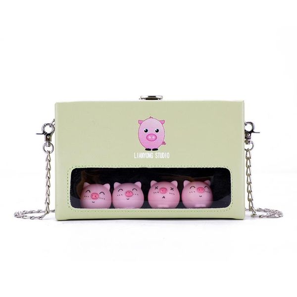

women small bag fresh transparent cute pig shoulder bag chain wild messenger shopping bags european and american popular bag1219