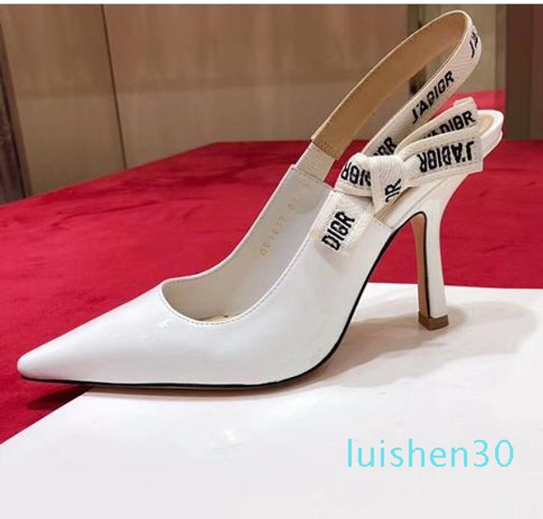 

designer women high heels 9.5cm sandals pumps slingbacks 6 colors ladies patent leather dress single shoe l30, Black