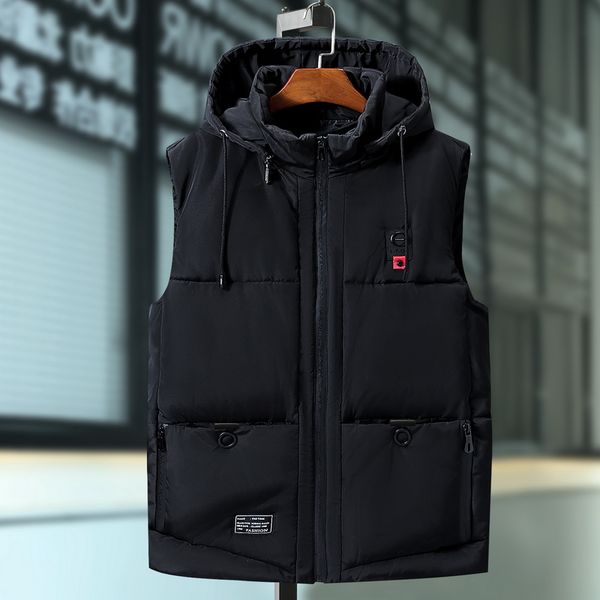 

5xl 7xl 9xl 2019 new winter vest men plus size both side wear thicken warm cotton-padded waistcoat male casual sleeveless, Black;white