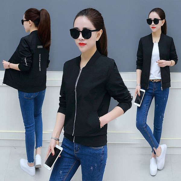 

spring black basic baseball jacket women fashion streetwear plus size 4xl bomber jackets summer shirt sunscreen jacket, Black;brown