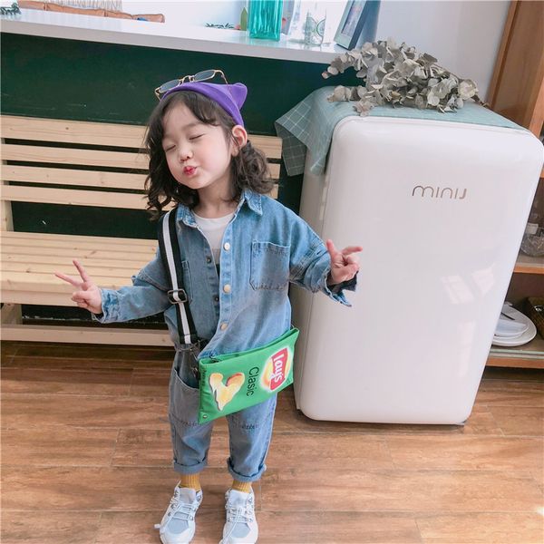 

2019 spring new arrival korean style clothing sets casual denim shirt with long pants fashion suit for cool baby girls and boys, White