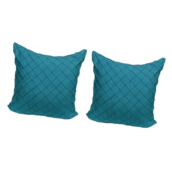 

2pcs soild suede throw pillow covers peacock blue square shape