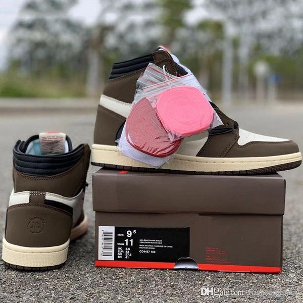 

1 high og travis scotts cactus jack suede dark mocha ts sp 3m basketball shoes men women 1s sport sneakers