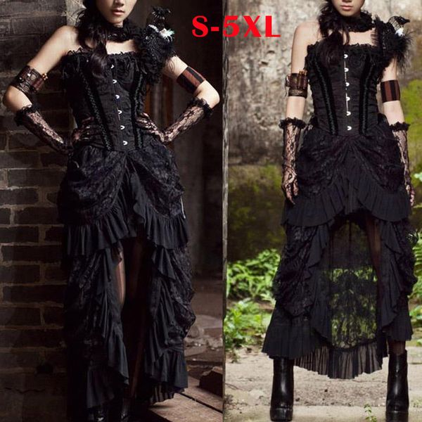 

sexy vintage длинные maxi стимпанк юбки punk midi gothic юбка только эластичность плиссированные женщины черные юбки тюль, Black