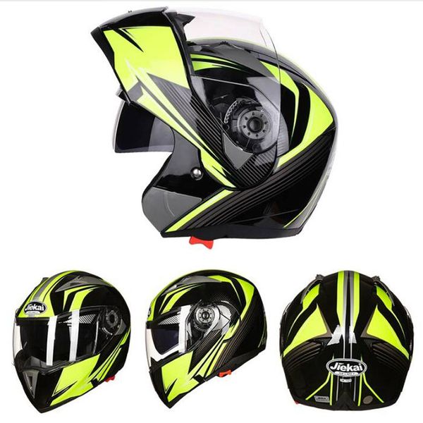 

2019 new knight protection jiekai flip up motorcycle helmets abs jk105 double lens open face motorbike helmet with pc visor lens