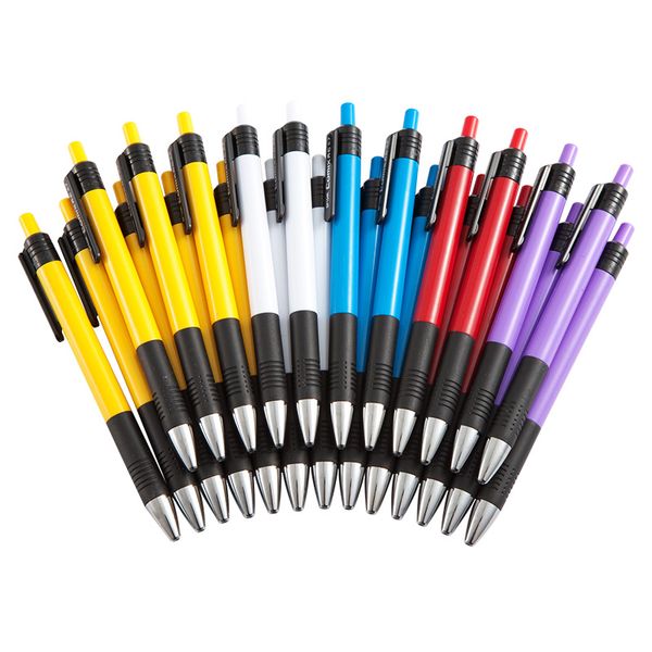 

comix retractable ballpoint pens, fine point, 0.7mm, blue ink, 24/box, assorted color barrel, Blue;orange