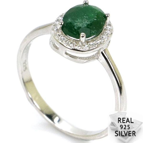 

1.8g real 925 solid sterling silver ravishing real green emerald cubic zirconia ring 10x9mm, Golden;silver