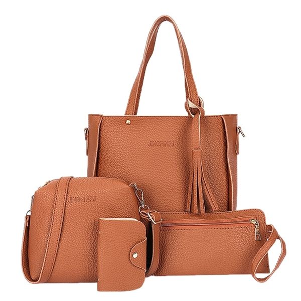 

designer handbags 4pcs women female handbags tote messenger satchel set fashion handbag sets pu leather shoulder bags