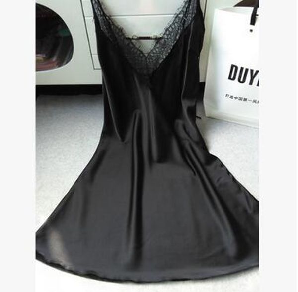 

2016 rayon sleepwear women lace slips 6 colors -xxl, Black;red