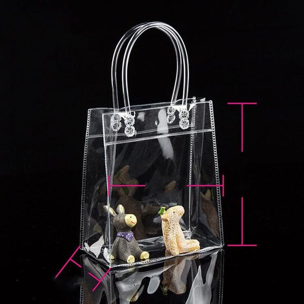 

designer- shopping bags transparent pvc gift handbag waterproof package handbag can print logo custom and many size wholesale