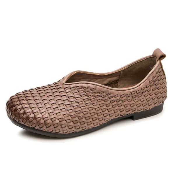

hand-woven cowhide full genuine leather shoes women flats comfort breathable shoes woman fashion casual flat tide shoe, Black