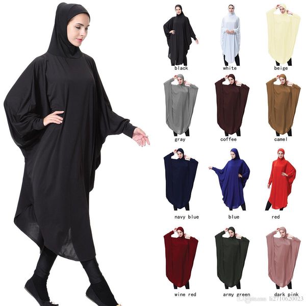 

women clothing 12 colors casual muslim fashion batwing sleeve arab hijabs abaya dress irregular hooded robes caftan islam worship service, Black;gray