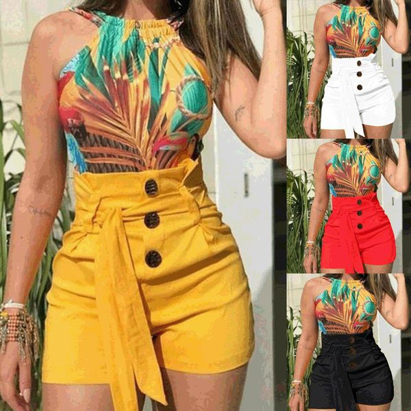 

women's shorts 2021 summer high waisted casual lace up wide leg versatile plus size, White;black